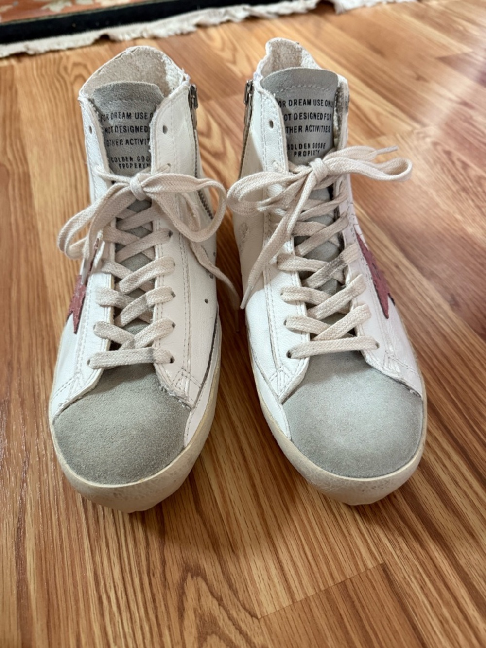 Golden Goose Francy White High-Top Sneakers with pink star size 39 - Picture 3 of 10